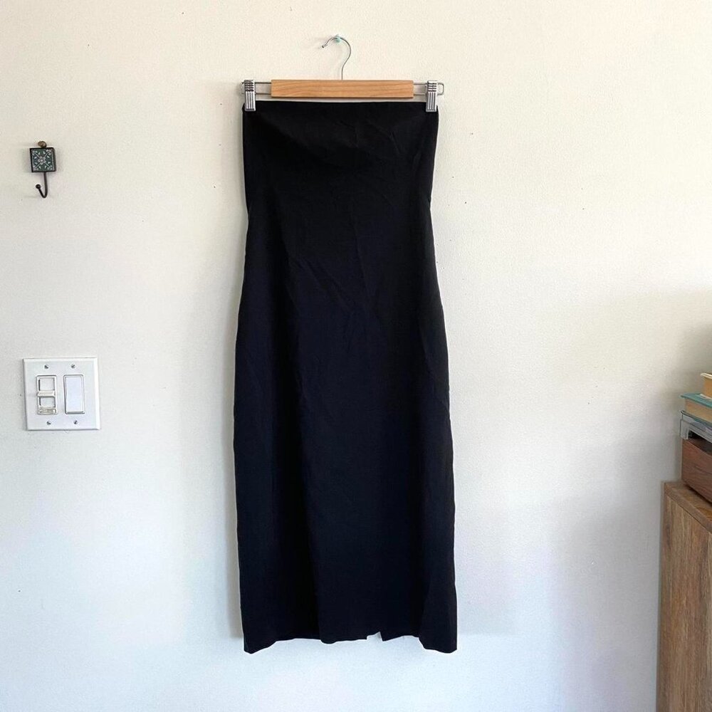 THEORY BLACK STRAPLESS BODY-CON PENCIL DRESS MIDI WOMENS SIZE 2